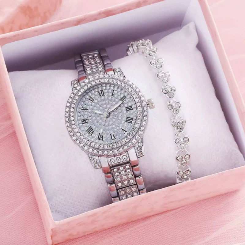 Casual Bracelet and Quartz Watch Set, Fashion Jewelry, Multiple Colors, 23.5 cm