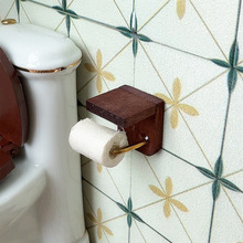 1:12娃娃屋迷你模型浴室场景微缩玩具袖珍配件复古木架纸巾架卷纸