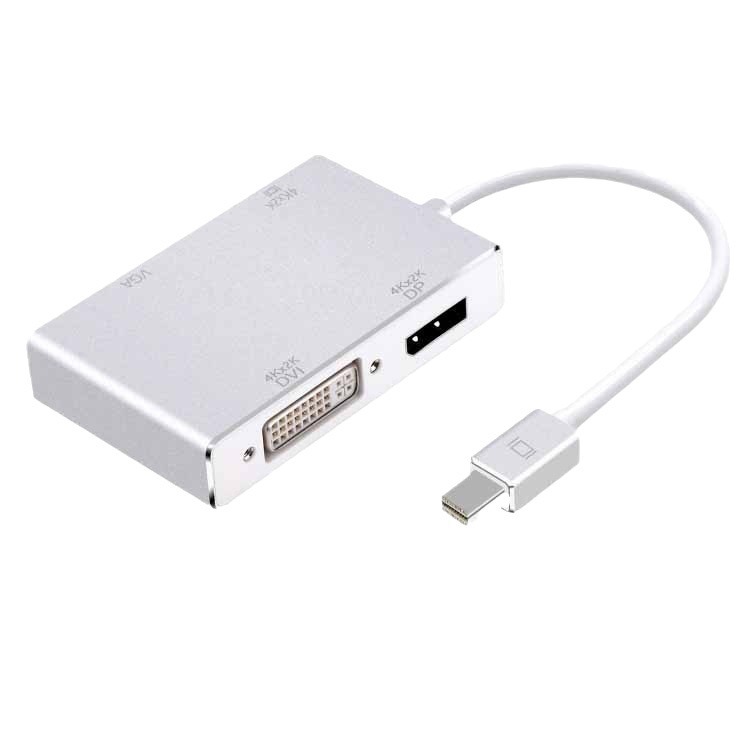 Cuatro en uno 4K aleación de aluminio Mini Displayport a VGA HDMI DVI DP adaptador de cable de conversión