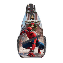 跨境 蜘蛛侠漫威英雄漫画系列 全印花胸包大容量儿童斜挎防水背包