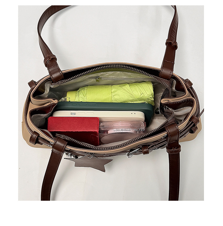 Buckle Belt Double Handle Structured Shoulder Bag 13