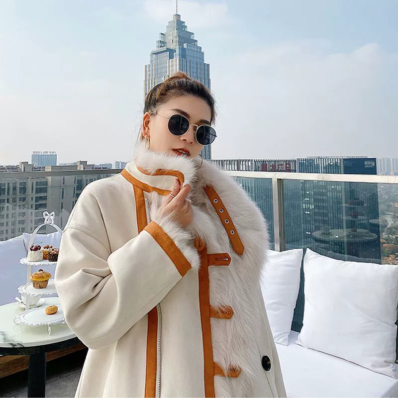 Reversible fur coat women's parka winter mid-length imitation fox fur young style 2025 new lapel coat