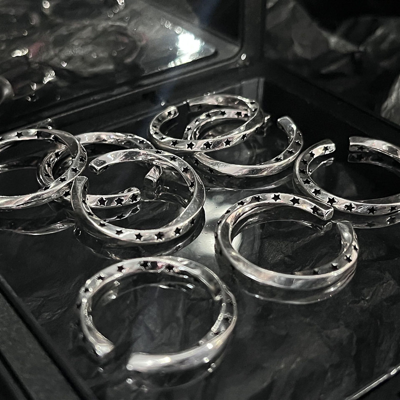 Vintage ster open ring voor dames elegant punk design_voghion.com