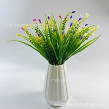 跨境亚马逊人造花5头春草马蹄莲塑料仿真花花束酒店婚庆家居装饰