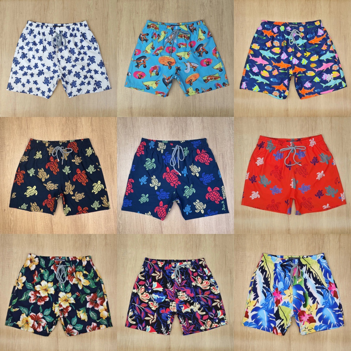 海龟vilebrequin弹力速干欧美风冲浪沙滩裤花裤男居家休闲短裤