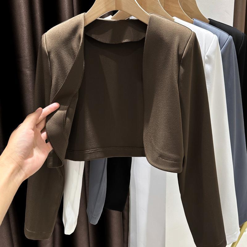 胖mm大码春秋季新款垫肩西装外套女美拉德外搭短款西服上衣300斤|undefined