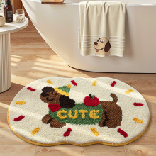 简约浴室地垫加厚植绒防滑垫浴室地垫强吸水浴缸垫卧室床边毯脚垫