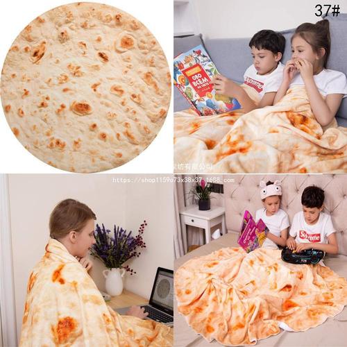 Folding Blanket Digital Printing Pizza Blanket Flannel Napkin Blanket Corn Tortilla Dual-Sided Fleece Blanket