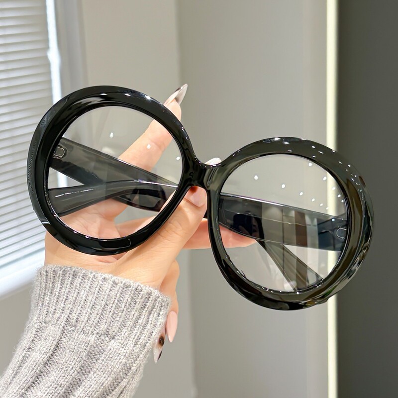 Oversized round eyeglass frames for women, make the face look smaller, European and American style, slimming, anti-blue light glasses, makeup-free magic tool, candy-colored eyeglass frames