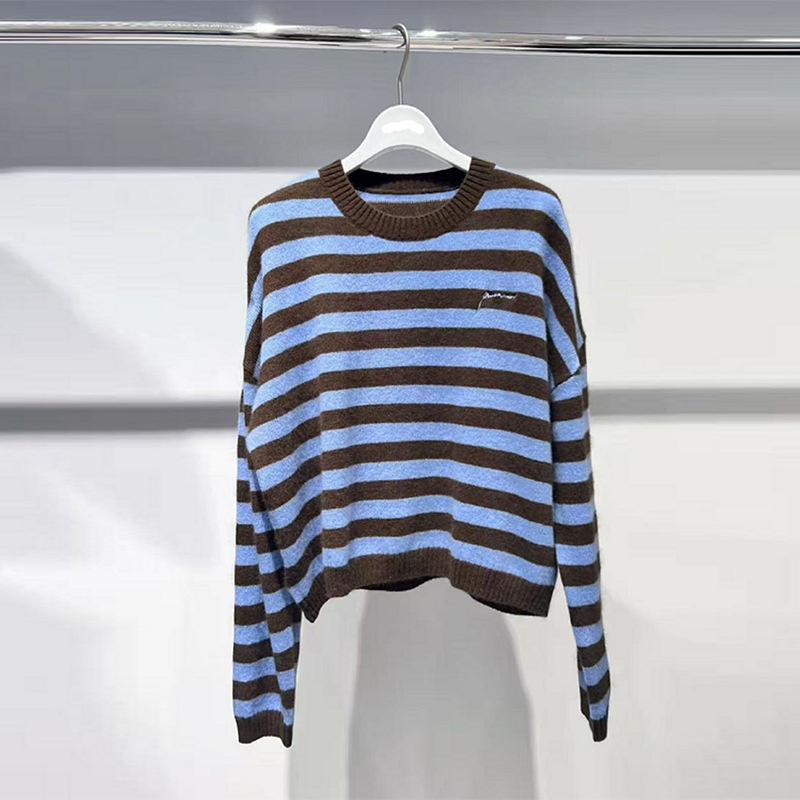 2025秋冬新品百搭宽松减龄条纹针织衫女毛衣4GA133411