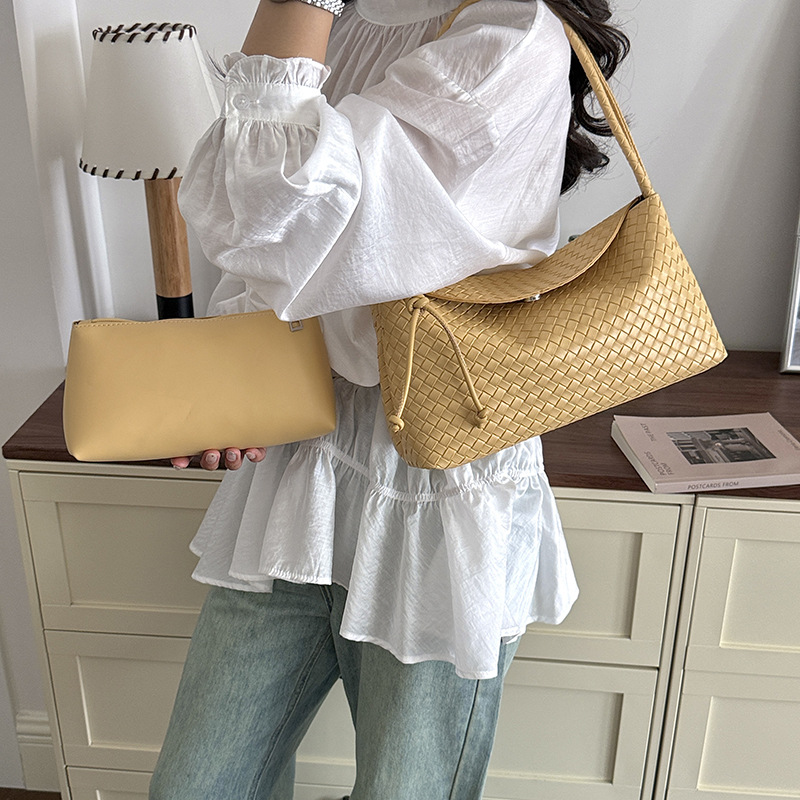 Bolsa de tejido de gran capacidad, bolso de mano de mano de vacaciones, bolso de brazo de dos piezas.