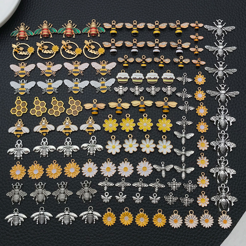混120个小蜜蜂DIY饰品配件昆虫动物合金滴油发饰耳饰吊坠手工跨境详情15