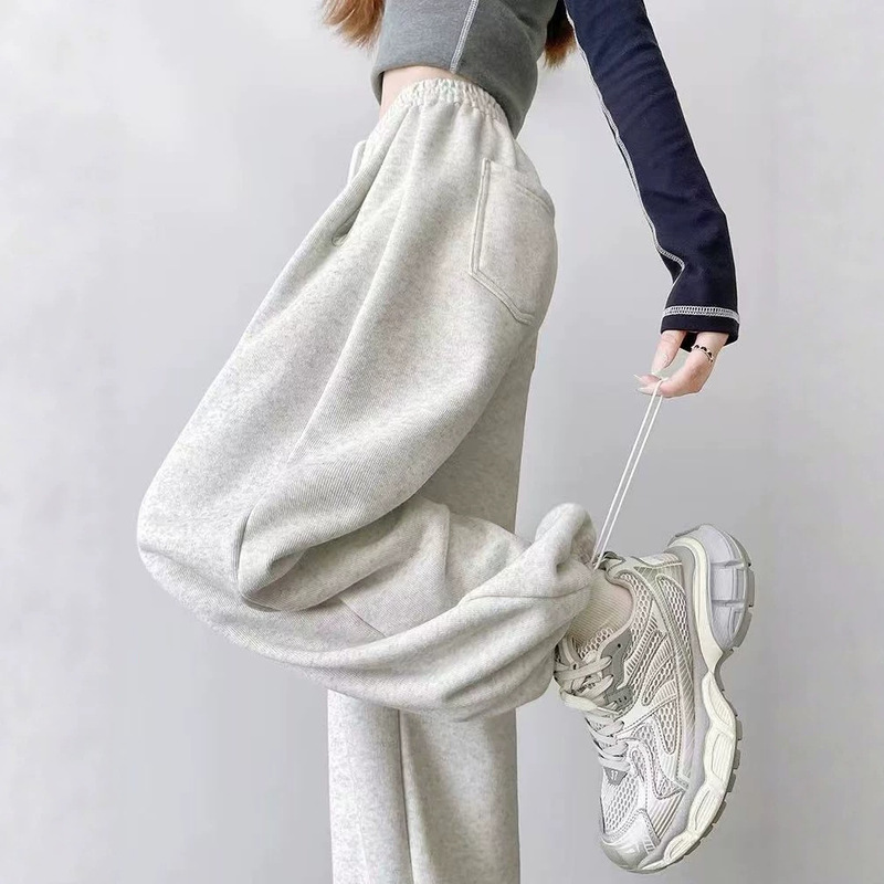 Minnie fleece-lined sweatpants for women, new autumn/winter high-waisted, loose-fitting, straight-leg, American-style wide-leg pants for petite figures Minnie fleece-lined sweatpants for women, new autumn/winter high-waisted, loose-fitting, straight-leg, American-style wide-leg pants for petite figures