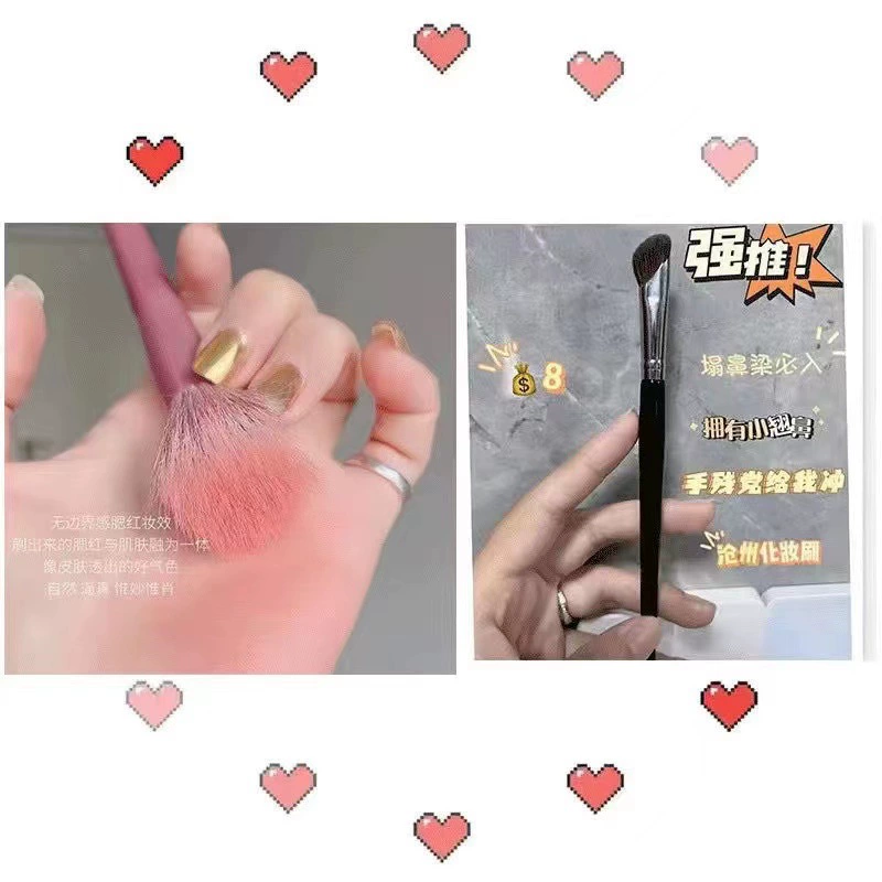 Кисть для макияжа из шерсти ( Wool blush brush ) разноцветная кисть, плоская голова с двойным слоем, очень мягкая, новичкам, кисть для макияжа из Цанчжоу, не выпадает