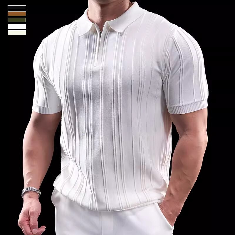 Overbearing Muscle Summer Men's Sports Fitness Running Training Clothes Men's Short-Sleeved T-Shirt Lapel Polo Shirt for Men
