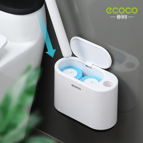 Yikoco bathroom no punching no dead ends long handle household toilet cleaning brush replacement head disposable toilet brush