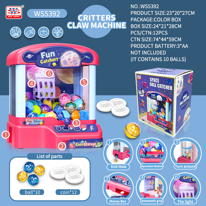 Máquina de garras de dibujos animados de dinosaurios Clip de juguete para niños transfronterizos Máquina de gashapon para hombres y niñas Juguetes de máquina de garras de cumpleaños