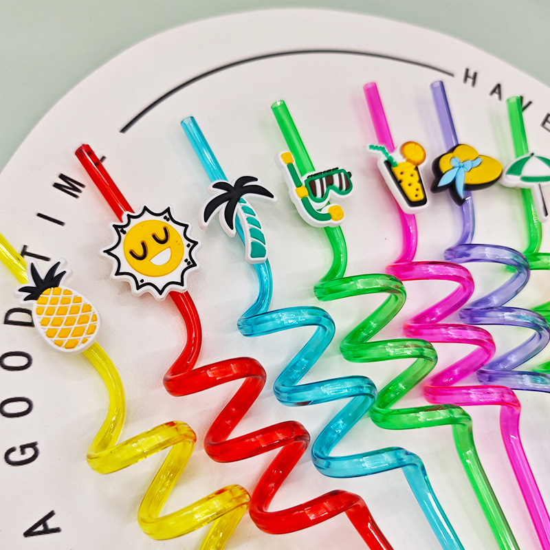 Pajitas de fiesta de piscina de playa de verano transfronterizas reutilizables Pajitas curvas divertidas para niños Decoración de fiesta al por mayor