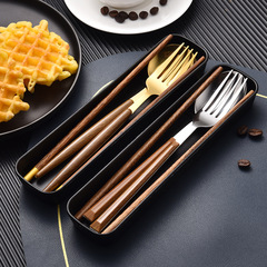 Stainless steel fork, spoon, and chopsticks portable cutlery set, student outdoor cutlery set of three, gift with logo printing