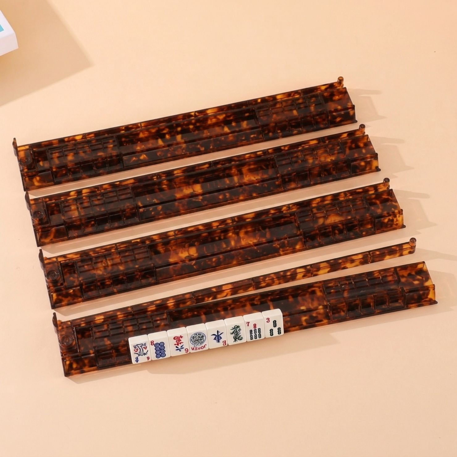 Amazon Cross-Border Tortoiseshell Color Series Packaging and Portable Mahjong Card Sorting Tool, Convenient to Carry, Thickened and Non-Slip