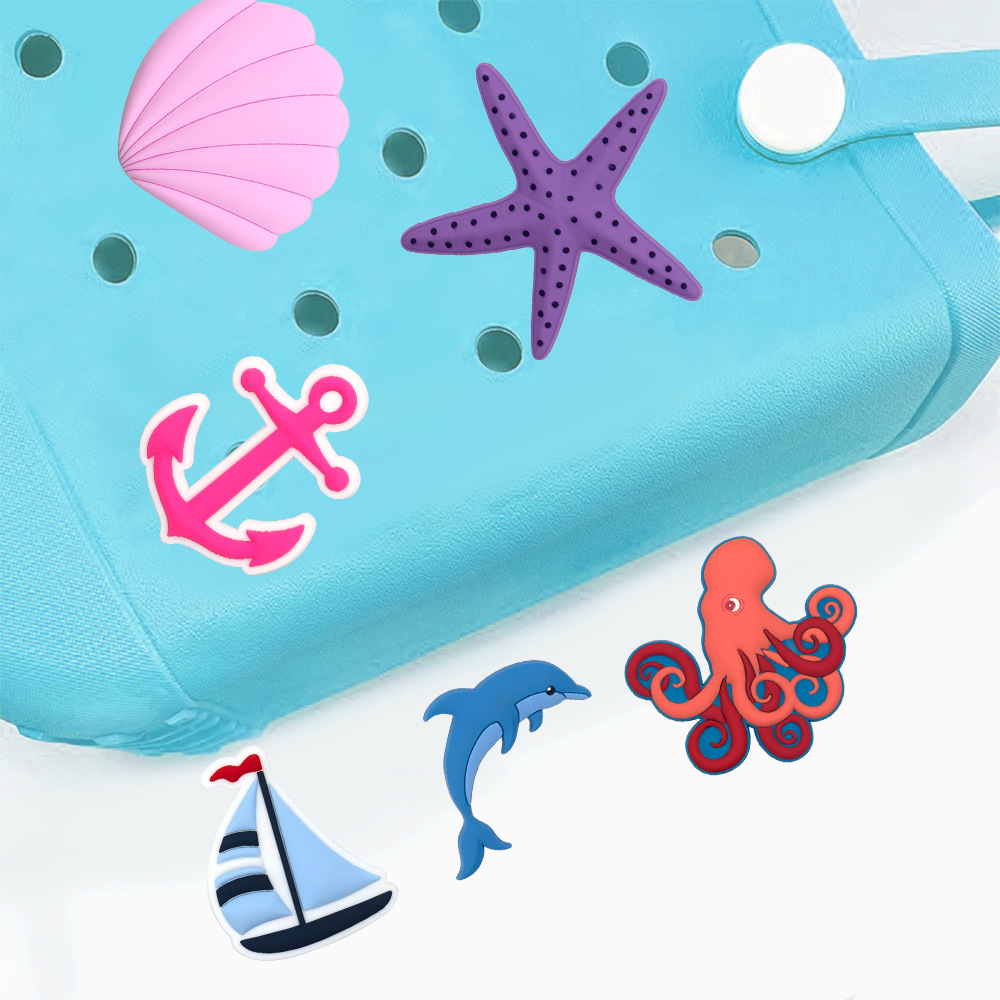 60g Weight Bag Hardware Bag Accessories Type 1 Piece Quantity Daily Occasion PVC Material Anchor, Crab, Shell Pattern Marine Style Style 1 Piece PVC Anchor Crab Shell Bag Hardware 1