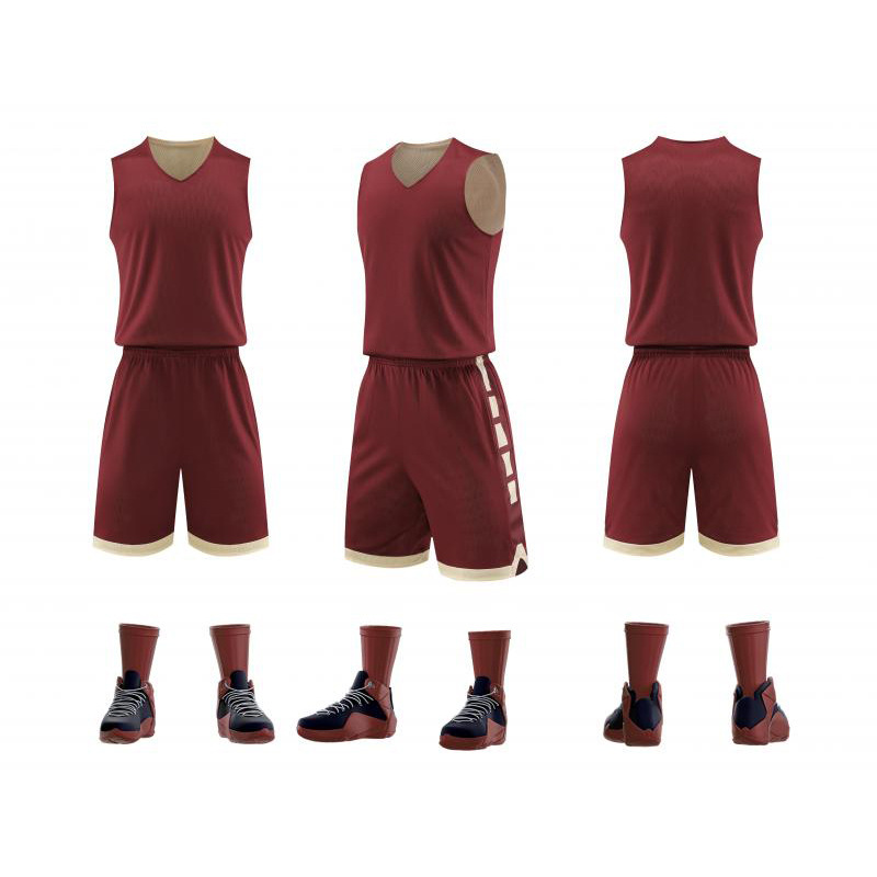 American quick-drying basketball uniform suit factory wholesale student training competition team uniform DIY adult double-sided basketball jersey