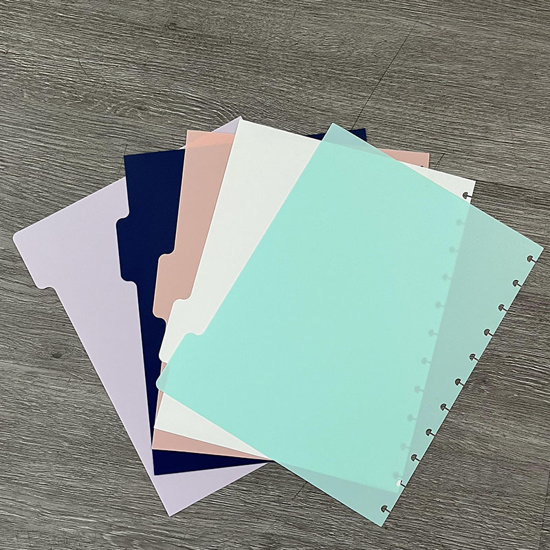 Página de partición de color agujero de seta semitransparente página de clasificación de carpetas de hojas sueltas sin perforar cuaderno cuenta de mano página de partición de agujero de seta