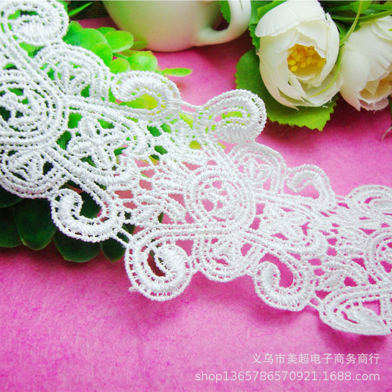 厂家直发6.3厘米双边水溶刺绣涤纶花边 服装手工裙摆饰品辅料DIY