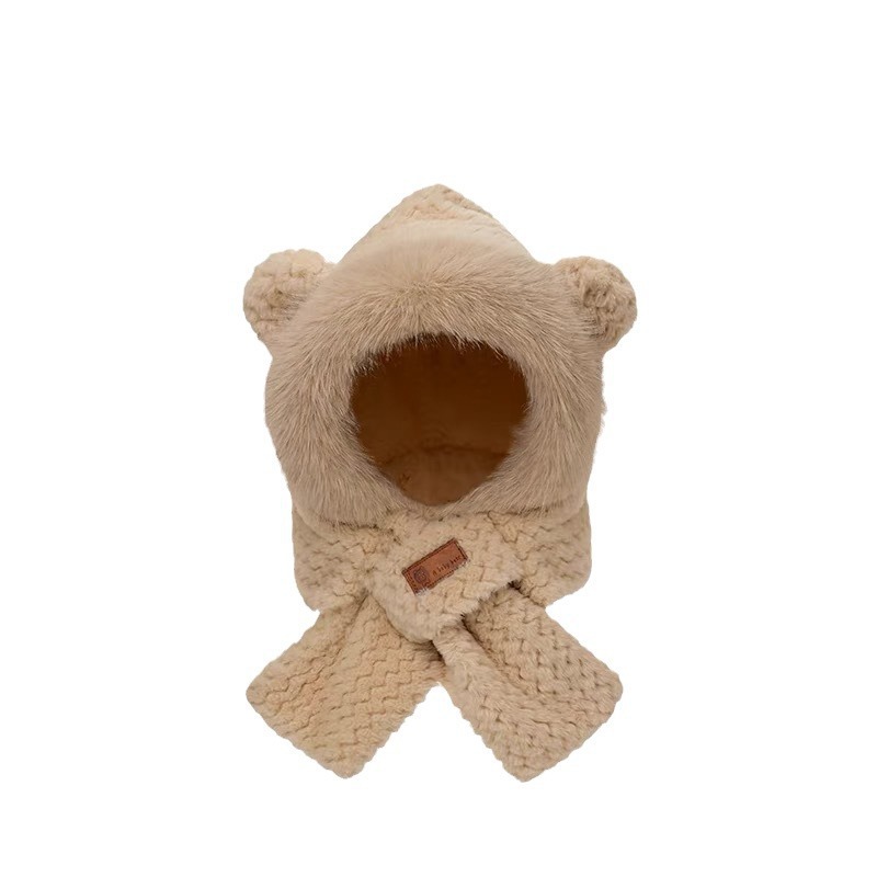 Bufandas y sombreros en otoño y invierno de peluche caliente engrosado imitación de pelo de conejo lindo sombrero protector de orejas en 2024 para mujeres