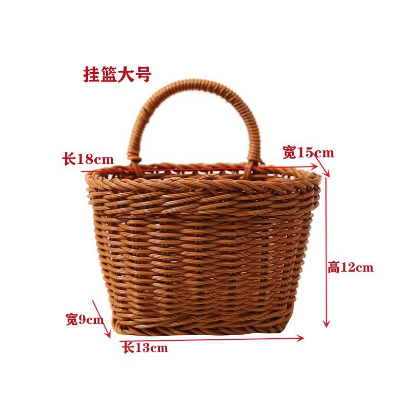 Cesta de picnic cuadrada de plástico tejido de imitación de caña PP canasta de compras canasta de recoger frutas canasta de frutas image 16
