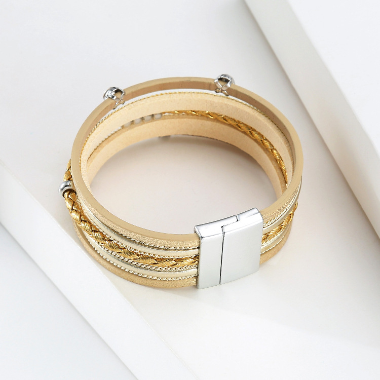 Böhmische Mehrschichtige Geometrische Lederarmband Großhandel display picture 9