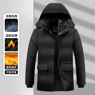 2025冬季棉衣新款加绒加厚款纯色保暖跨境亚马逊3D可拆卸帽男士外
