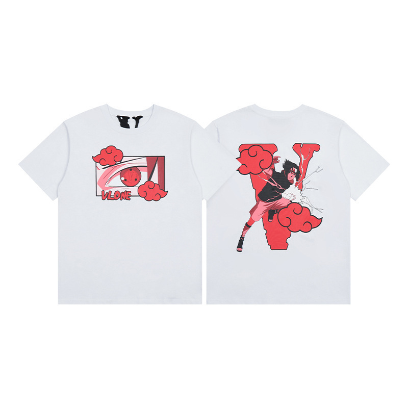 外単VLONE FOG潮牌大v字母Logo桜半袖スケッチ刺繍唇印落書きプリントtシャツ|undefined