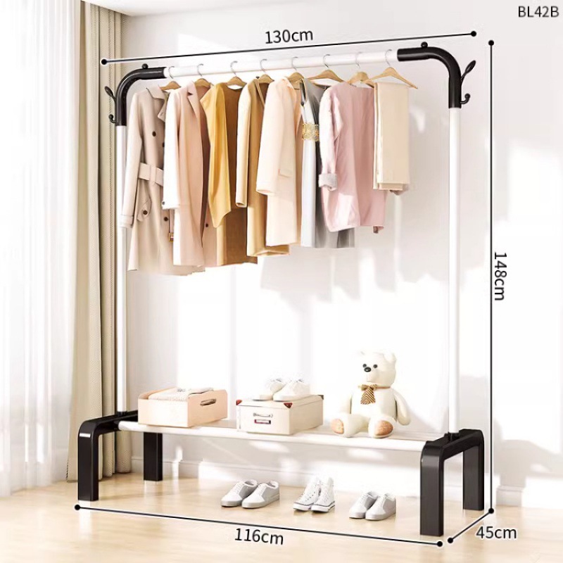 Dormitorio doméstico simple percha de ropa balcón percha de ropa varilla de secado de hierro forjado percha de secado de doble varilla piso vertical