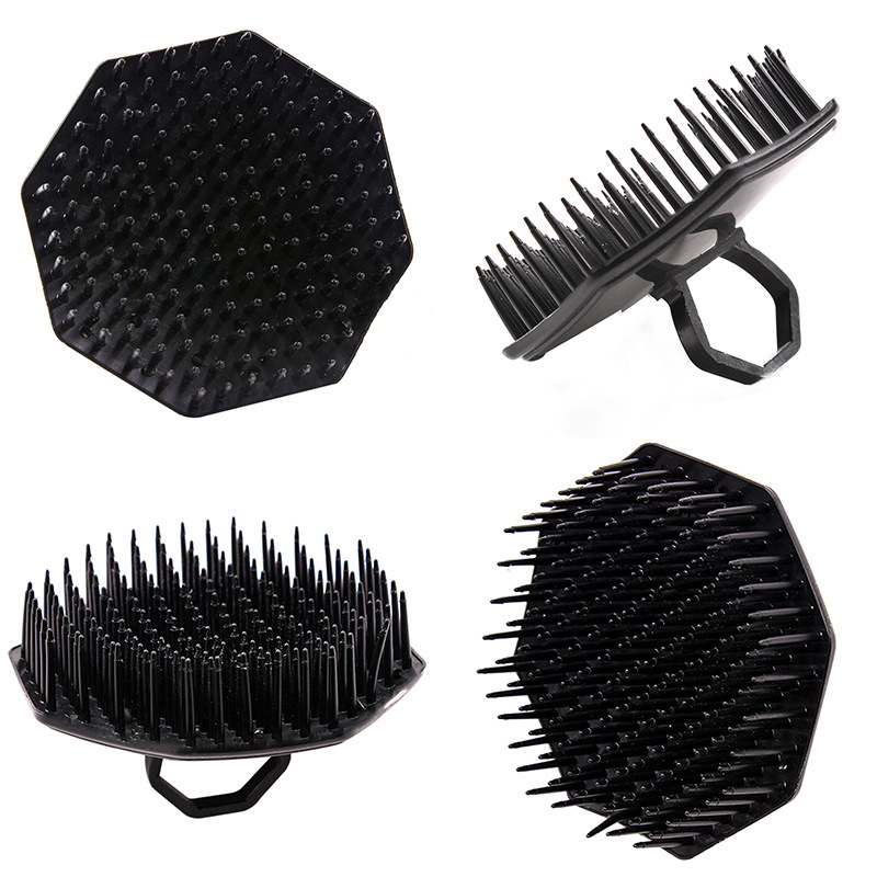 Factory Direct Sales Massage Shampoo Brush Plastic Scalp Dandruff Comb Home Set Finger Cleaning Brush Hexagon