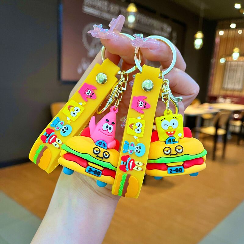 Cartoon Spongebob Keychain Delicious Crabburger Doll Doll Pendant Couple Bag Accessories Doll Machine Wholesale