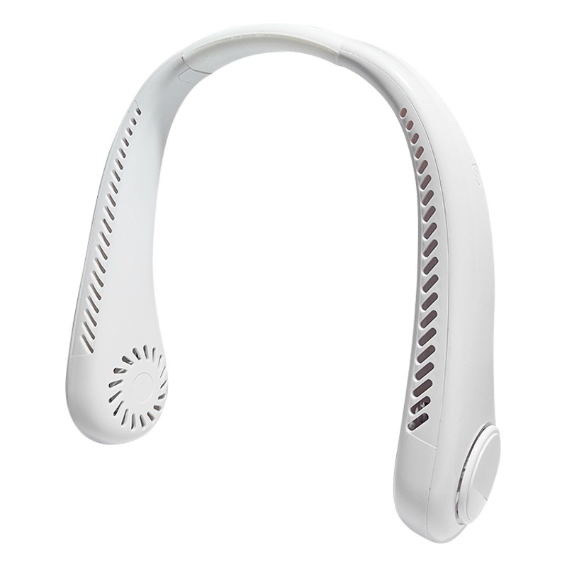 Transfronterizo en stock ventilador de cuello colgante sin hojas de silicona Mini portátil USB gran viento ajustable cuello colgante pequeño ventilador