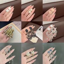 法式优雅甜美超闪滴油花瓣流苏耳环时尚轻奢镶钻蝴蝶精致耳饰品