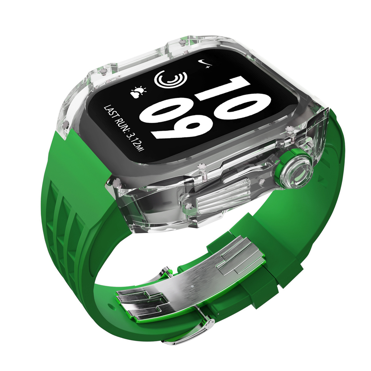 Cristal transparente caja de reloj para Apple Watch modificado reloj caso iWatch8 funda protectora de caucho de flúor Correa 44/45