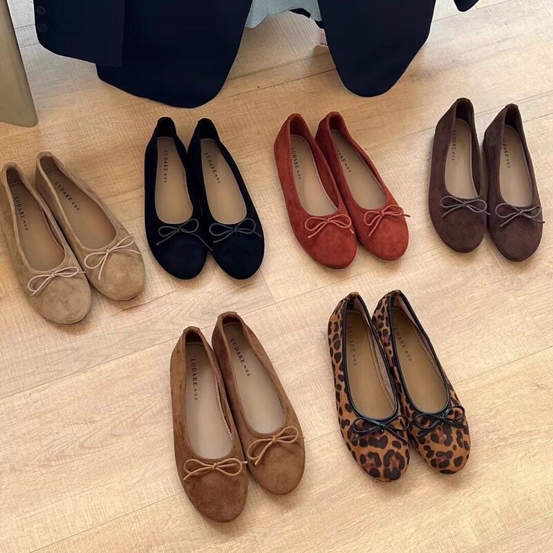First Encounter Season Daily Wear Gentle Shallow Ballet Flats 2026 Summer Bowknot Flat Shoes Leopard Print Single Shoes