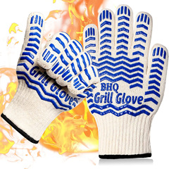 源頭工廠 耐高溫BBQ手套隔熱燒烤鍛造冶煉微波爐勞保防護棉手套