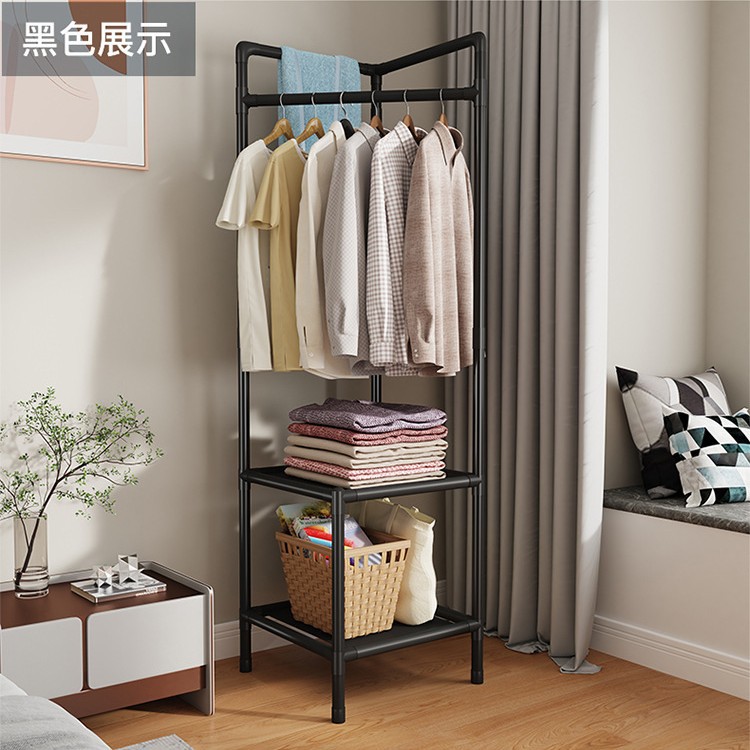 Perchero de esquina, colgador de ropa, estante colgante para habitación de alquiler/dormitorio, perchero de esquina, estante de almacenamiento de pie, almacenamiento de lujo ligero.