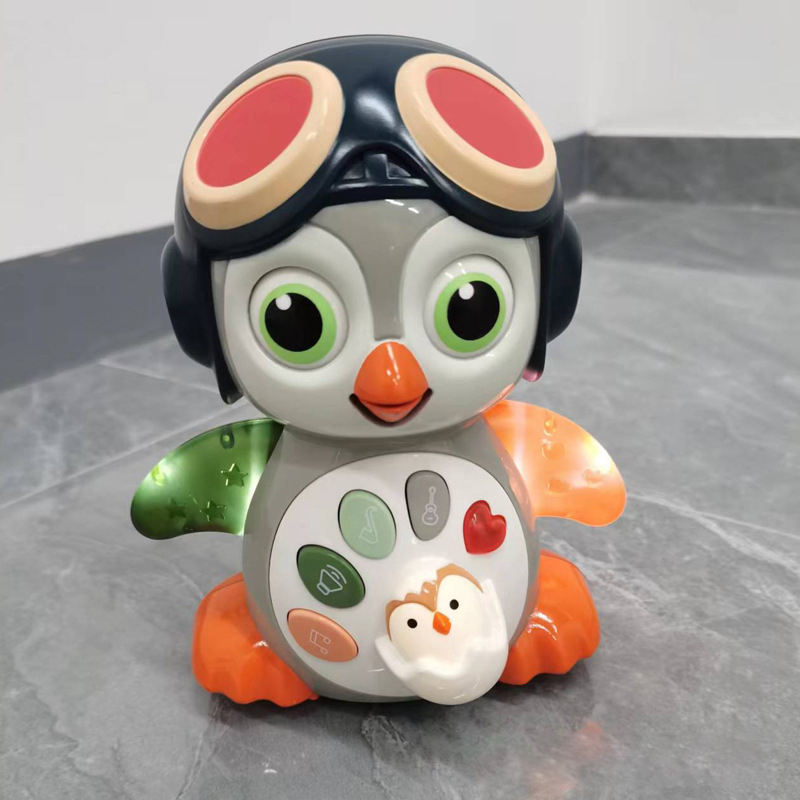 Transfronterizo Chenghai eléctrico universal swing pingüino juguetes musicales iluminación de la enseñanza temprana máquina de historias juguetes para niños al por mayor