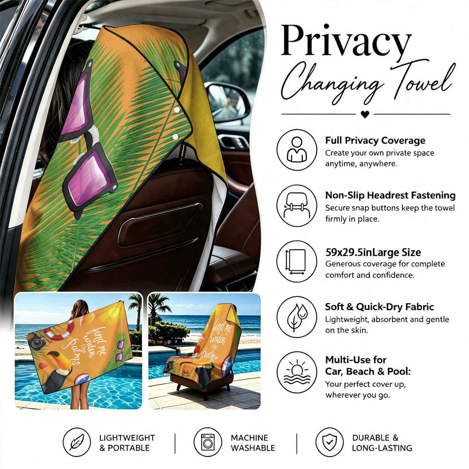 Summer bath towel and car seat cover 2-in-1, ultra-fine fiber outdoor beach and car dual-use universal seat cushion