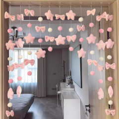 ドアカーテン吊り下げ装飾品、かわいいガーリーハートルーム装飾、リビングルームパーティションカーテン、子供部屋寝室ドアパンチフリーカーテン装飾品