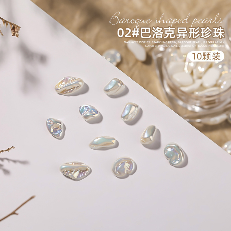 Popular nail art Barroco especial-en forma de perla imitación Shell resina no agujero resalte conjunto mixto accesorios de perforación de uñas al por mayor