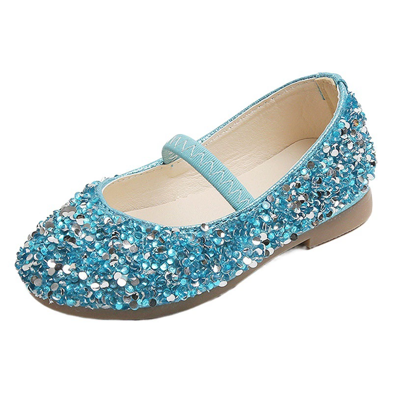 Детские весенне-осенние туфли 2024, подиумные туфли с блестками и кристаллами для девочек, модные детские туфли принцессы Baotou на мягкой подошве