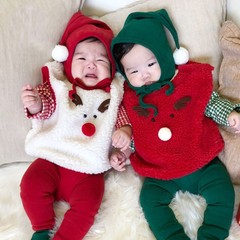 Christmas autumn and winter baby suit pullover cartoon cartoon boys and girls home clothes long-sleeved trousers suit