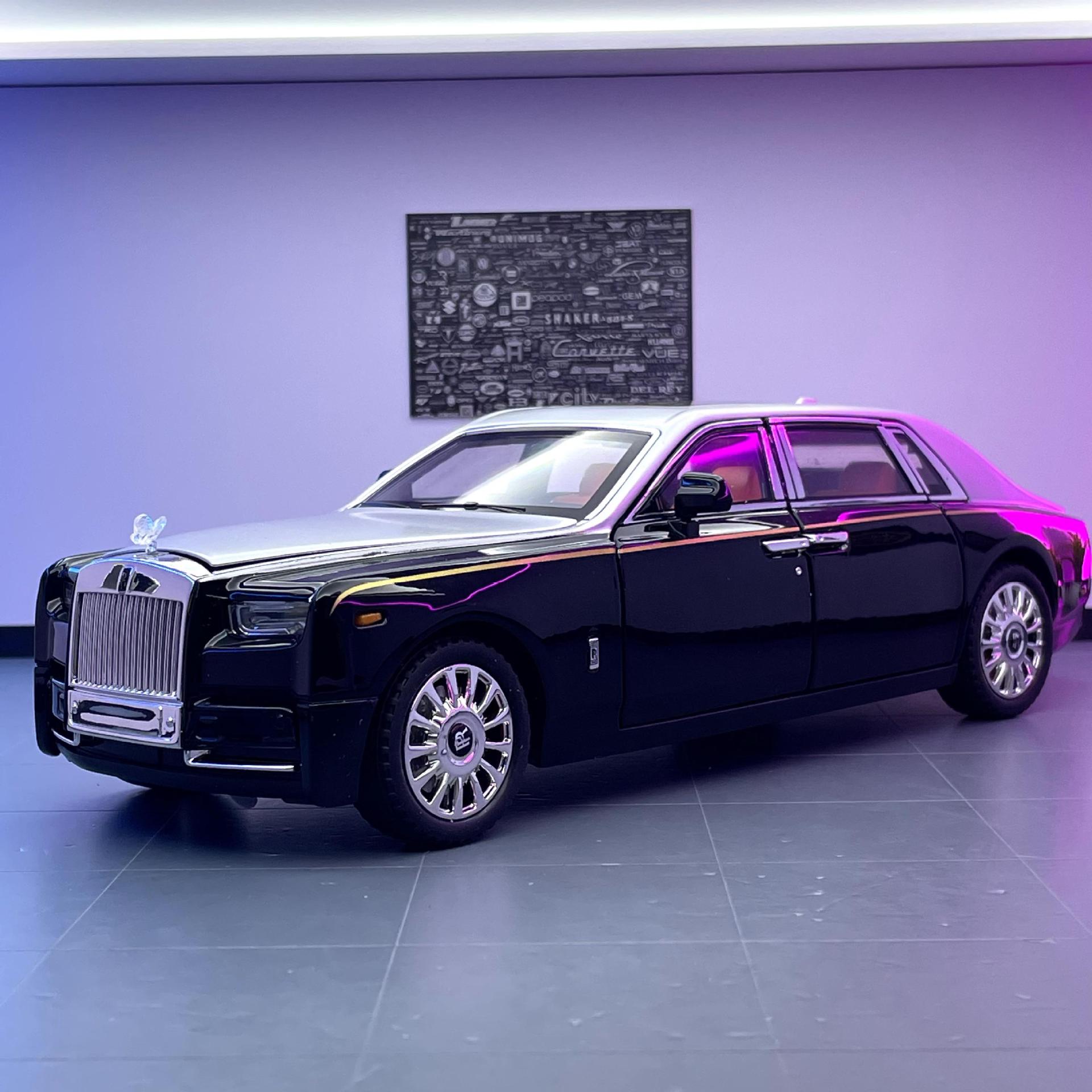 Aleación de coche 1:18 Rolls Phantom modelo de coche Tire hacia atrás con sonido ligero juguete niño coche música modelo adornos