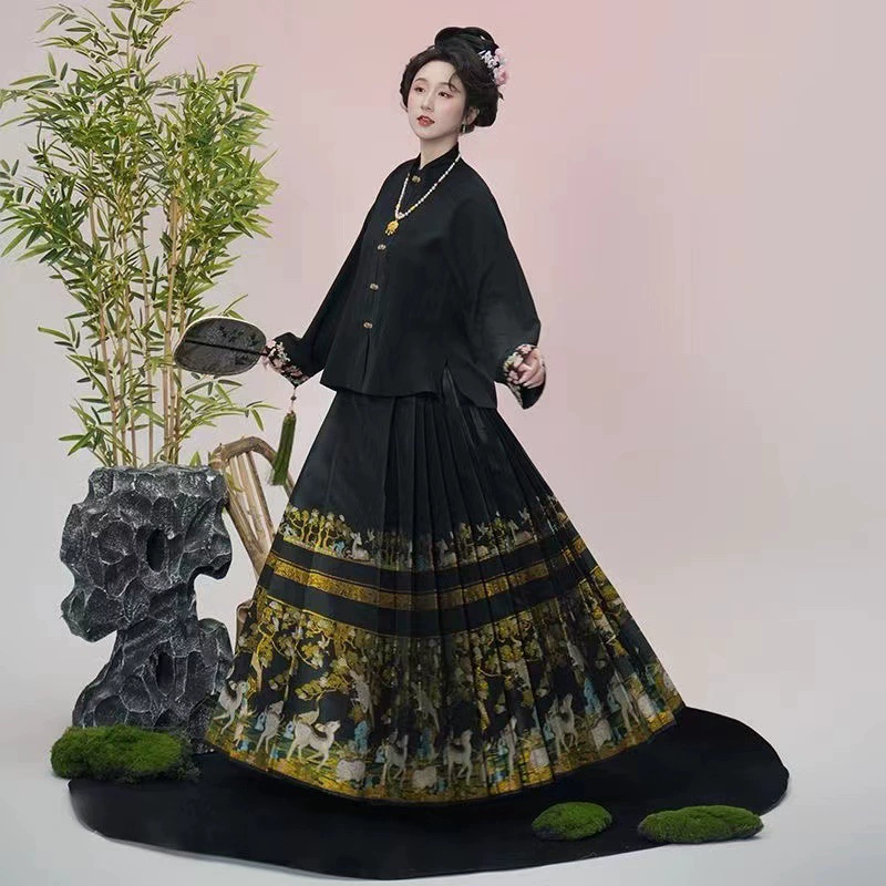 Новая китайская вышитая юбка из конского лица с вышивкой